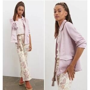 Anthropologie Current Air Clemence Shimmer Lavender Satin Shirt Jacket XS